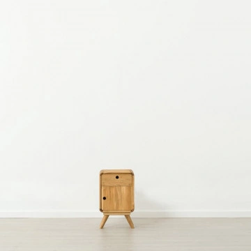 Noptiera cu 1 usa 1 sertar Sahara, Lemn masiv rustic, 34 x 30 x 60 cm - Img 2