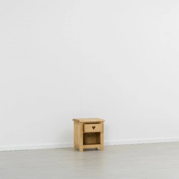 Noptiera Rustic Floare de Colt cu 1 sertar si nisa din Lemn Masiv 44 x 35 x 50 cm - Img 2