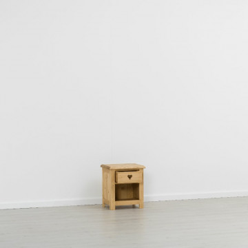 Noptiera Rustic Love, 1 sertar si nisa, Lemn masiv rustic, 44 x 35 x 50 cm - Img 2