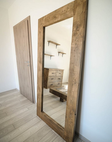 Oglinda Chania, lemn masiv pin, 80 x 4 x 180 cm - Img 3