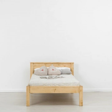 Pat de o persoana Rustic Floare de Colt din Lemn masiv 90 x 200 cm - Img 2