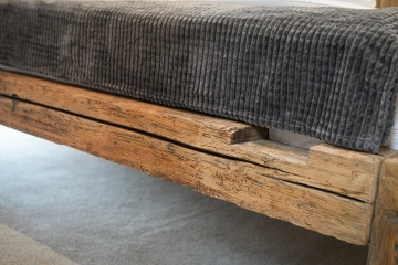 Pat din grinzi, 100% lemn recuperat, stejar masiv rustic, model Hermes, 140cm, 160cm, 180cm sau 200cm - Img 4