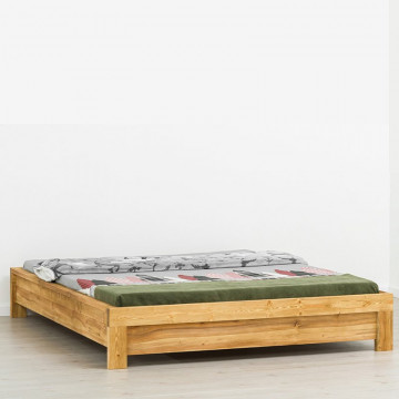 Pat lemn masiv dublu Colibri, fara tablie cap, Lemn masiv rustic, 140 cm, 160 cm sau 180 x 200 cm - Img 1