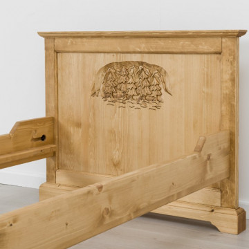 Pat lemn masiv rustic Ursul Carpatin, 90 x 200 cm - Img 2