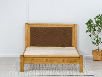 Pat tapitat dublu Ecuador, Lemn masiv rustic, 140 cm, 160 cm sau 180 x 200 cm - Img 3