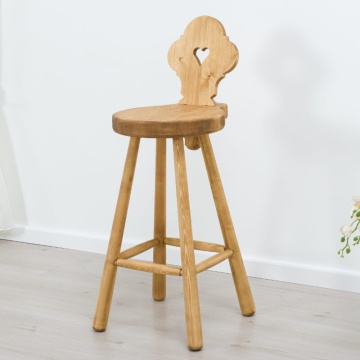 Scaun de bar rotund Rustic Cabana lemn masiv, 38 x 48 x 104/75 cm