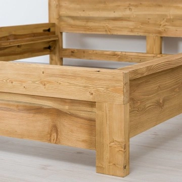 Set mobila dormitor pat 140 x 200 cm si 2 noptiere Colibri, Lemn masiv rustic - Img 2