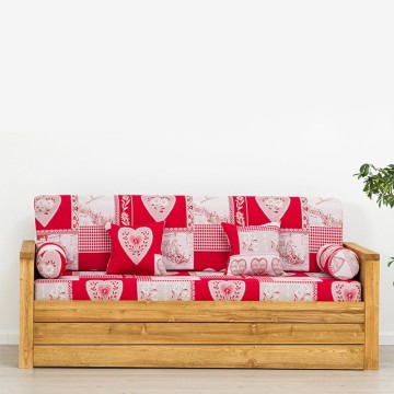 Set mobila living lemn masiv rustic Colibri, canapea tapitata si dulap - Img 5