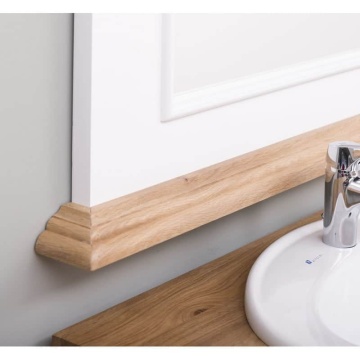 Set mobilier masca de baie + oglinda, lemn masiv brad + stejar, 150 x 51 x 91 cm - Img 4