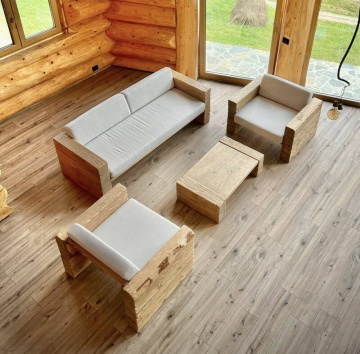 Set Mobilier Savanah din grinzi solide de lemn masiv pin + tapiterie textil - Img 2