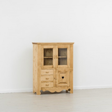 Vitrina Cabana cu 3 usi 3 sertare, Lemn masiv rustic, 100 x 45 x 130 cm - Img 5