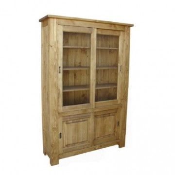 Vitrina cu 4 usi culisante Apuseni din lemn masiv, 125 x 40 x 185 cm - Img 2