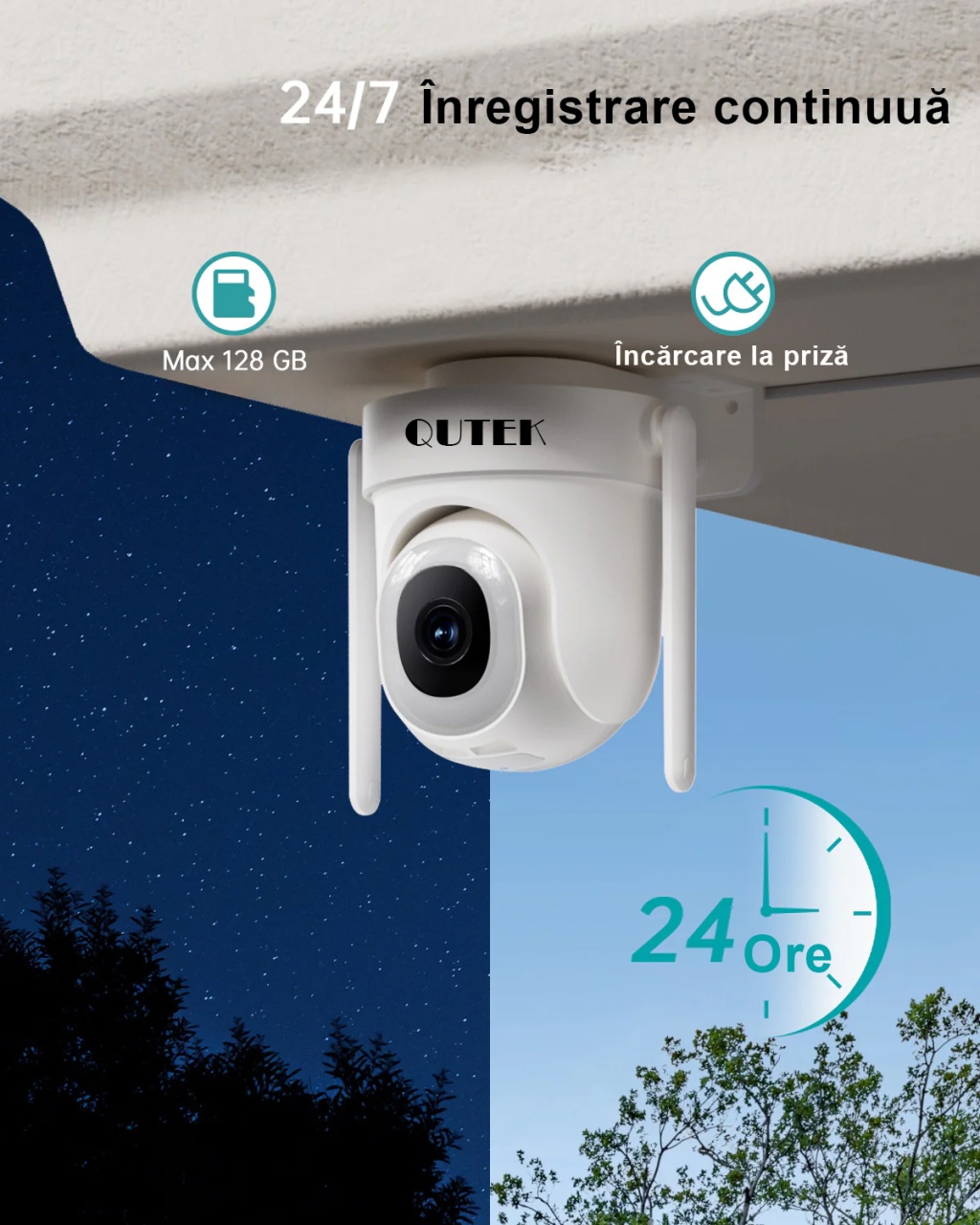 Camera supraveghere WiFi 5MP PTZ 360° QUTEK Guardian – Night
