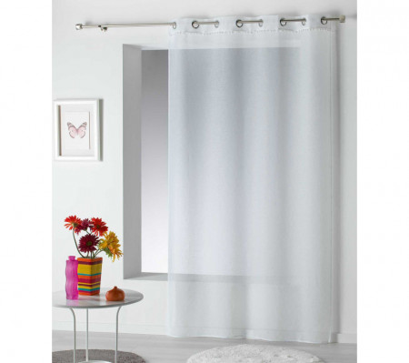 Perdea lucrata pe inele tip capse, 140 x 240 cm, voal, alb, Douceur d'intérieur