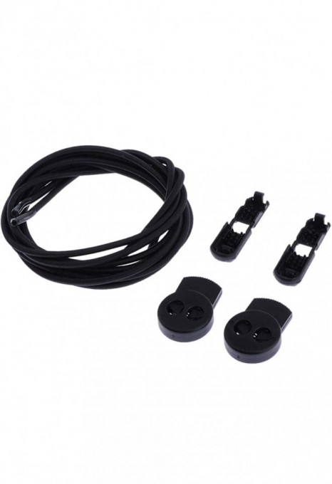 Sireturi Elastice LQT cu sistem NO TOUCH cu Locker, negru