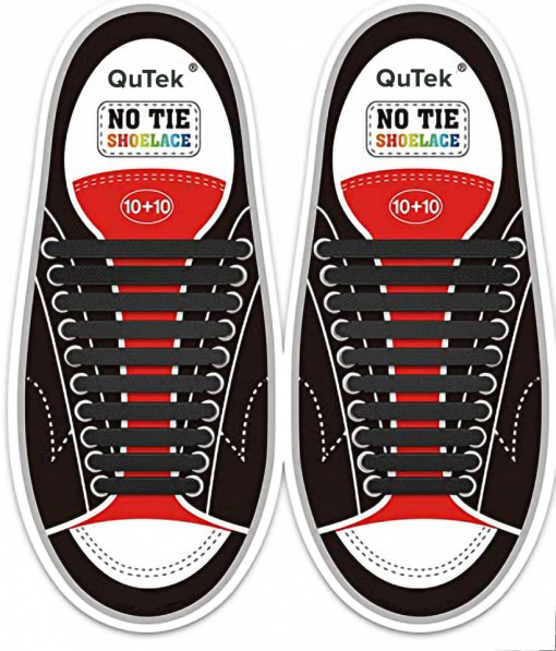 Set sireturi elastice din silicon, 10+10, NO TIE, QuTek, negre