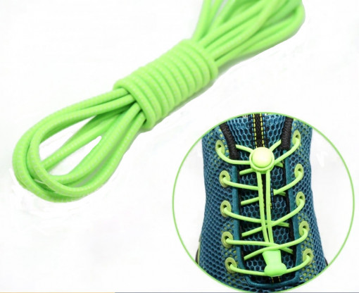 Sireturi Elastice reflectorizante LQT cu sistem NO TOUCH cu Locker, verde