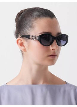 Ochelari de Soare Dama GU00198-H, rama Ovala Neagra, Lentile Smoke Gradient UV400 - Img 4