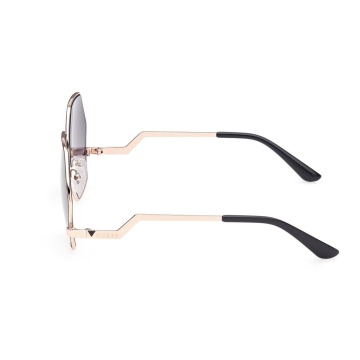 Ochelari de Soare Dama, Hexagonala Negru & Auriu, Lentile Gradient Gri-Mov, 61x17x140mm - Img 2