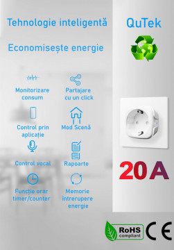 Priza SmartPlug® Wi-Fi, Max 20A, monitorizare consum energie, compatibil SmartLife, Tuya, Google, Alexa - Img 4