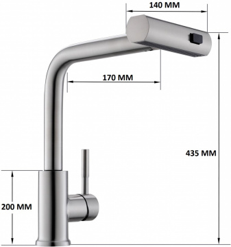 Baterie chiuveta bucatarie profesionala QuTek, din Inox, 3 functii mod curgere a apei, rotire, dus extensibil, cascada, modern, culoare argintie, inox inoxidabil - Img 6