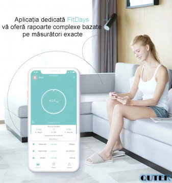 Cântar inteligent pentru grăsime corporală SmartFit cu 8 electrozi, digital, analizor de compoziție completă a corpului cu raport, cântar de baie precis pentru greutatea musculară, alb - Img 4
