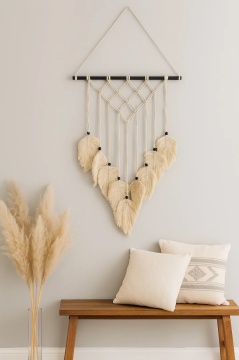 Decoratiune de perete "Safari" macrame , Atmosphera, 68 cm, lemn si bumbac - Img 5