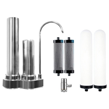 Filtru de apa potabila AquaVivifica, montare la robinetul de la chiuveta, bloc carbune activ, elimina impuritatile, metalele grele, trateaza apa, elimina clorul, purificator apa, inox