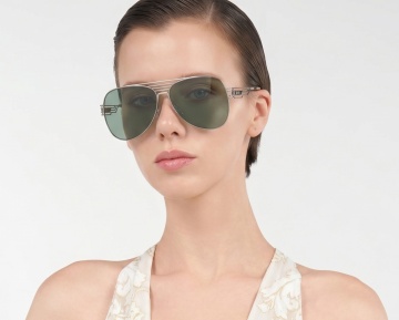 JUST CAVALLI, Ochelari de soare aviator unisex, Argintiu/Verde/Maro, 61-13-140, JC914S 16N 61