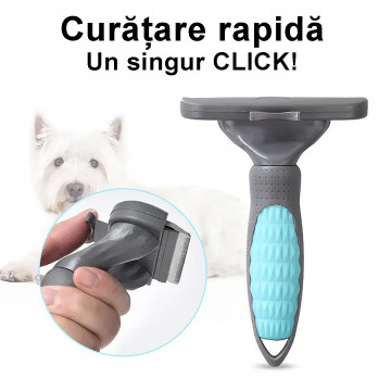 Perie par Caini, Pisici, Animale, QuTek, Anti-naparlire, pentru tuns, usor de inlaturat parul, M - Img 3