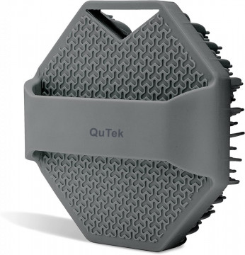 Perie QuTek de corp din silicon, antimicrobian, exfoliant pentru piele sensibila, ecologica, spuma densa, gri - Img 7
