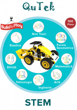 Set educational STEM CREATOR 8 in 1 masini de Jucarie, Vehicule de Constructii, Demontabil, cu Surubelnita, Instructiuni si Cutie de Depozitare Qutek - Img 5