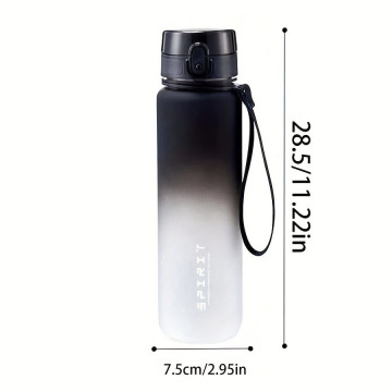 Sticla portabila apa QuTek Spirit, Plastic/ Tritan, 28,5 x 7.5 cm,1000 ml, Alb si Negru - Img 3