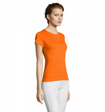 Tricou Simplu Femei, Model Elegant, 100% bumbac, portocaliu - Img 4
