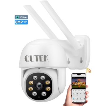 Cameră de Supraveghere QUTEK® Pro 8MP 4K – PTZ WiFi, AI Detectare Umană, Viziune Nocturnă Color, IP66, Control prin Aplicație