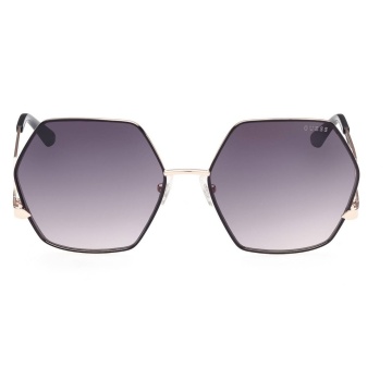Ochelari de Soare Dama, Hexagonala Negru & Auriu, Lentile Gradient Gri-Mov, 61x17x140mm - Img 5