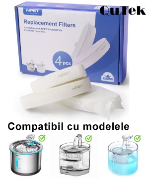Set 4 Filtre pentru Dispenser Apa Automat QuTek® 1.5 L, Fantana pentru Pisici/Caini QuTek, Purificare, Ionizare, Carbon Activ - Img 7