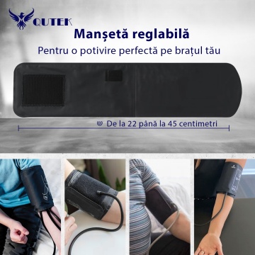 Tensiometru de brat QUTEK™, 4 Culori, Afisaj LCD cu caractere mari, Auto-masurare, Detectare puls neregulat, Validat clinic, Manseta 22-45cm, Oscilometric, 2 Utilizatori, 99 Inregistrari, Alb - Img 3
