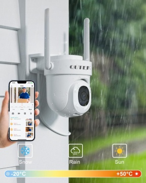 Cameră de Supraveghere exterior/interior, smart, QUTEK Guardian – 5MP, rotativa 360°, zoom, detectare & urmarire miscare si persoane, animalelor, masinilor, alarma sonora, night vision color Starlight & infrarosu, Wi-Fi Dual-Band 2.4GHz & 5GHz - Img 1