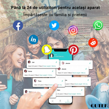 Cântar inteligent pentru grăsime corporală SmartFit cu 8 electrozi, digital, analizor de compoziție completă a corpului cu raport, cântar de baie precis pentru greutatea musculară, alb - Img 6