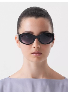 Ochelari de Soare Dama GU00198-H, rama Ovala Neagra, Lentile Smoke Gradient UV400 - Img 5