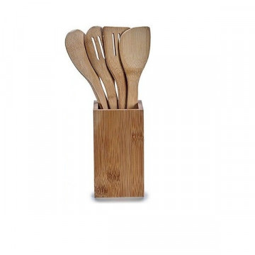 Set bucatarie, 4 ustensile din lemn cu suport din lemn inclus, 9 x 31 x 9 cm - Img 2