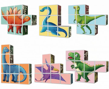Set de constructie magnetic educational QuTek Dino cu carduri de invatare - Img 2