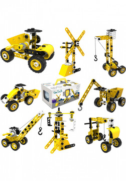 Set educational STEM CREATOR 8 in 1 masini de Jucarie, Vehicule de Constructii, Demontabil, cu Surubelnita, Instructiuni si Cutie de Depozitare Qutek - Img 7