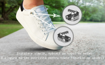 Sireturi Elastice cu sistem NO TOUCH cu clips QuTek, Plate, Alb - Img 2