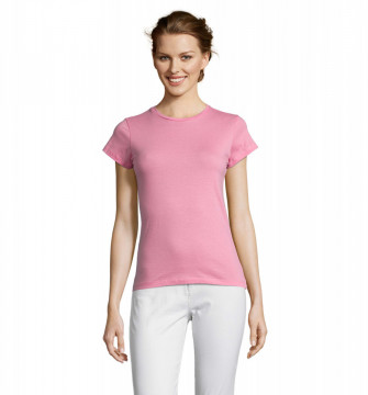Tricou Simplu Femei, Model Elegant, 100% bumbac, roz - Img 2