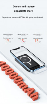 Baterie externa LQT Fortis-173, 10.000 mAh, cu incarcare wireless fast charge PB64 QC3.0+PD22.5W pentru iPhone, Samsung,Huawei,Xiaomi - Img 7
