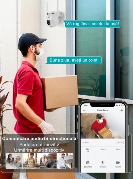 Cameră de Supraveghere exterior/interior, smart, QUTEK Guardian – 5MP, rotativa 360°, zoom, detectare & urmarire miscare si persoane, animalelor, masinilor, alarma sonora, night vision color Starlight & infrarosu, Wi-Fi Dual-Band 2.4GHz & 5GHz - Img 5