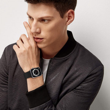 Curea silicon LQT solo loop , pentru Apple Watch 3/2/1, Apple Watch 7/6/5/4/3 Display 42/44/45 mm, Negru - Img 6