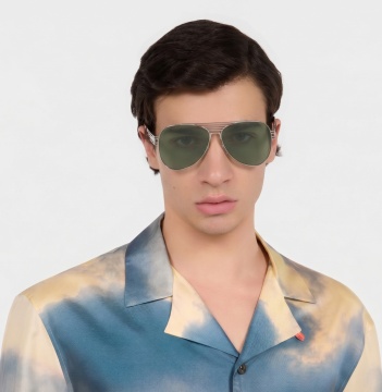 JUST CAVALLI, Ochelari de soare aviator unisex, Argintiu/Verde/Maro, 61-13-140, JC914S 16N 61 - Img 6